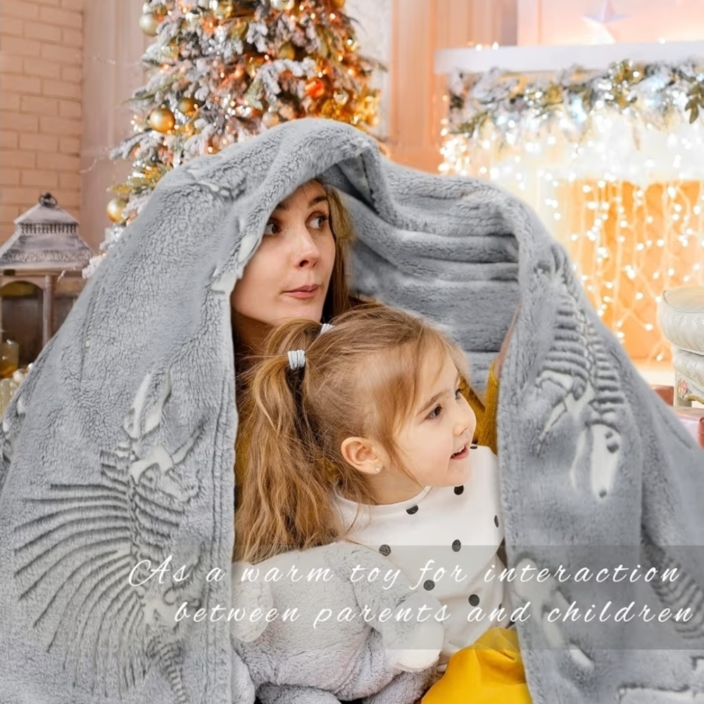 Gray Dinosaur Skeleton Blanket - Picture 7 of 9